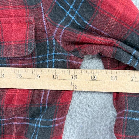 Brixton Bowery cropped Flannel Size XS Fall Red Holidays Surf Plaid Casual - Picture 6 of 11